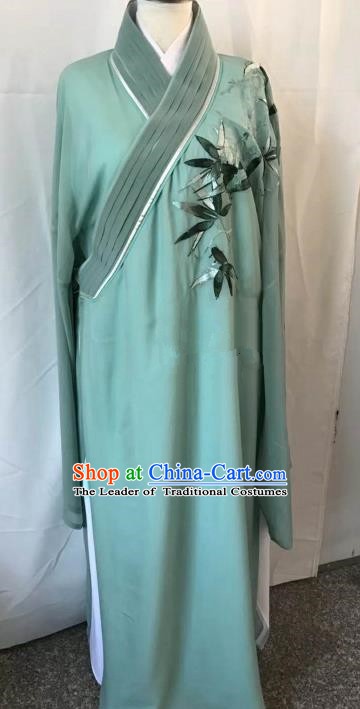 Chinese Beijing Opera Scholar Costume Peking Opera Niche Green Embroidery Robe for Adults