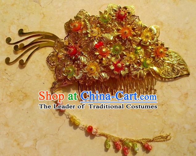 Chinese Ancient Hair Accessories Hairpins Hanfu Golden Flowers Hair Stick for Women