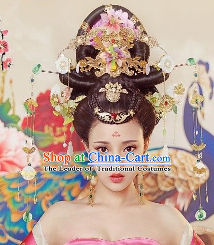 Chinese Ancient Imperial Consort Hair Accessories Phoenix Coronet Hairpins Complete Set for Women