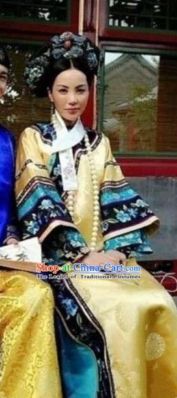 Chinese Ancient Empress Zhenhuan Historical Costume China Qing Dynasty Manchu Lady Clothing