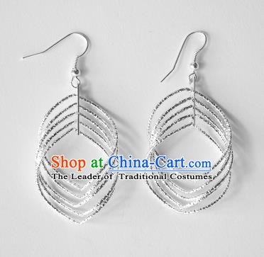 Traditional Chinese Miao Nationality Earrings Hmong Accessories Sliver Eardrop for Women