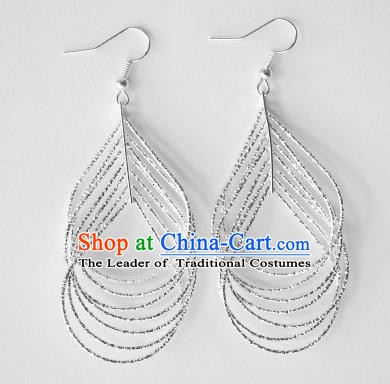 Traditional Chinese Miao Nationality Earrings Hmong Accessories Sliver Eardrop for Women