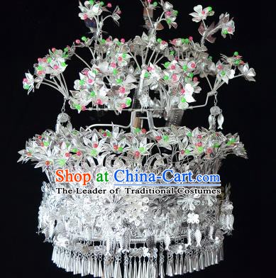 Traditional Chinese Miao Nationality Hair Accessories Headwear Hmong Miao Phoenix Coronet for Women