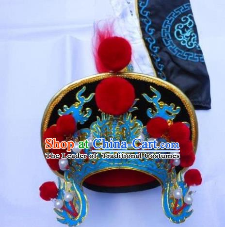 Traditional Chinese Sichuan Opera Black Hats Hair Accessories Peking Opera Headwear