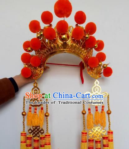 Traditional Chinese Beijing Opera Phoenix Coronet Hair Accessories Peking Opera Actress Hats Headwear for Kids