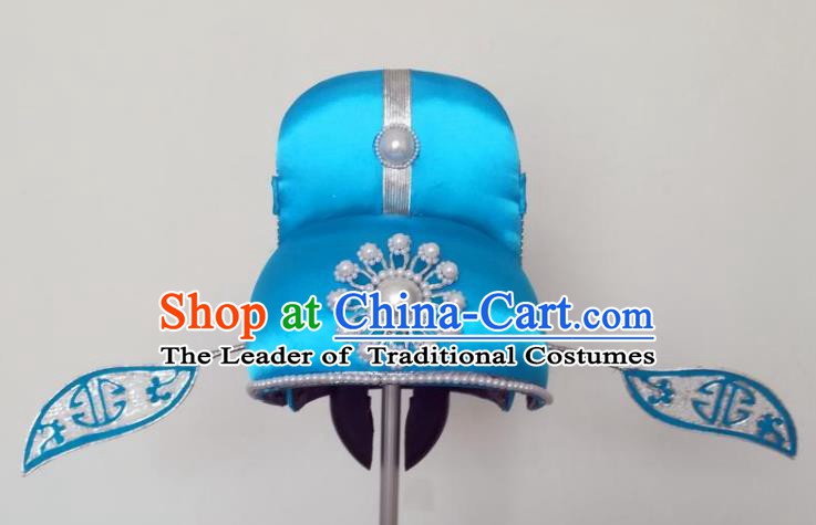 Traditional Chinese Beijing Opera Niche Blue Hats Peking Opera Young Men Headwear