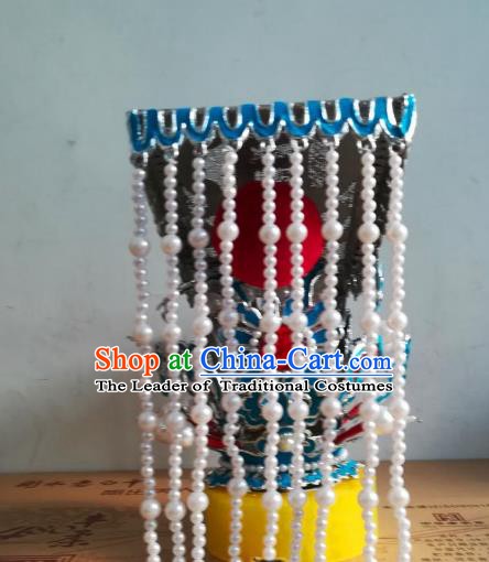 Traditional Chinese Beijing Opera Emperor Hair Accessories Peking Opera Tassel Hair Crown Headwear