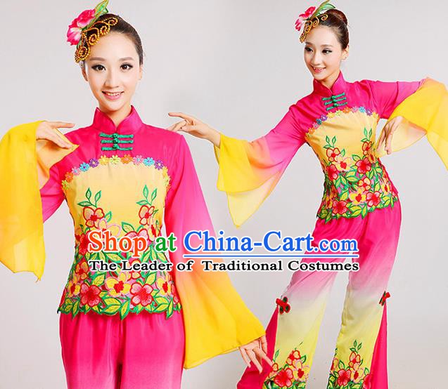 Traditional Chinese Folk Dance Costume, Chinese Yangko Drum Dance Clothing for Women