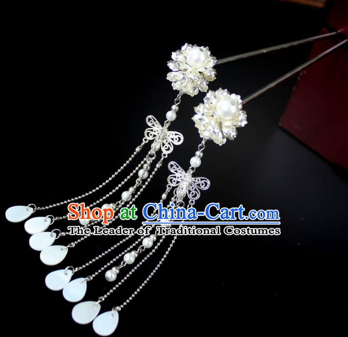 Chinese Ancient Handmade Hair Accessories Hairpin Tassel Step Shake Hair Fascinators Hairpins for Women