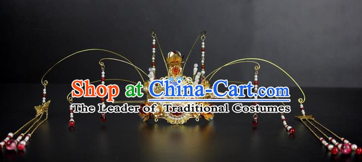 Chinese Ancient Handmade Hair Accessories Tassel Phoenix Coronet Hair Fascinators Hairpins for Women