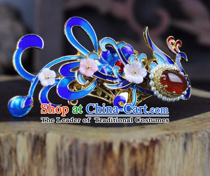 Chinese Ancient Handmade Hair Accessories Blueing Phoenix Hairpins for Women