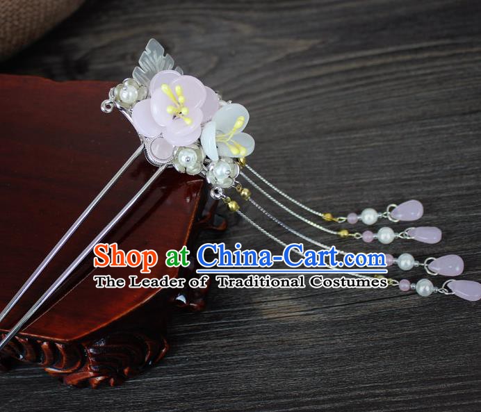 Chinese Ancient Handmade Hair Accessories Flowers Tassel Step Shake Hairpins for Women