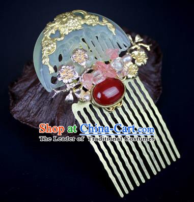 Chinese Ancient Handmade Hair Accessories Classical Hairpins Wedding Jade Hair Comb for Women