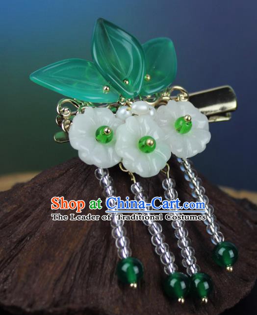 Chinese Ancient Handmade Hair Accessories Classical Hairpins Jade Flowers Hair Claw for Women