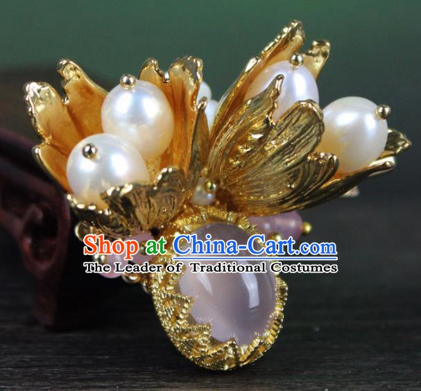 Chinese Ancient Handmade Hair Accessories Classical Hanfu Golden Hair Claw for Women