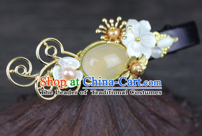 Chinese Ancient Handmade Hair Accessories Hair Claw Classical Hanfu Agate Hairpins for Women