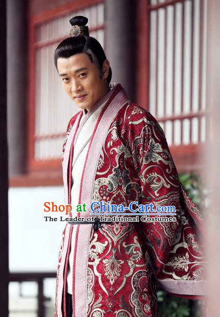 Chinese Ancient Warring States Period Wei Kingdom Royal Highness Zhong Hao Replica Costume for Men