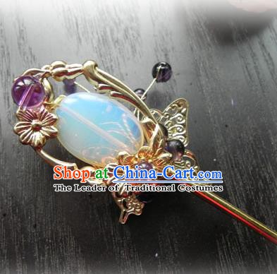 Chinese Handmade Ancient Opal Hairpins Hair Accessories Classical Hanfu Hair Clip for Women