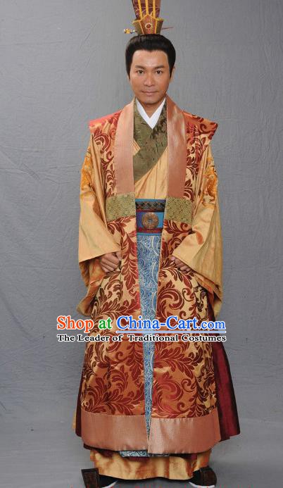 Chinese Ancient Warring States Period Qi Kingdom King Monarch Tian Pijiang Replica Costume for Men