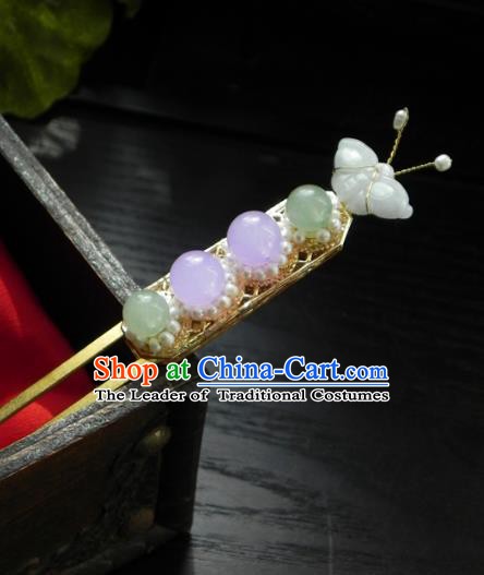 Chinese Ancient Hanfu Handmade Jadeite Hairpins Hair Accessories Hair Clip for Women