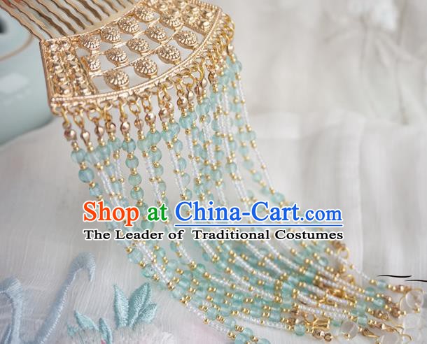 Chinese Ancient Hanfu Handmade Golden Tassel Hair Comb Hairpins Hair Accessories for Women