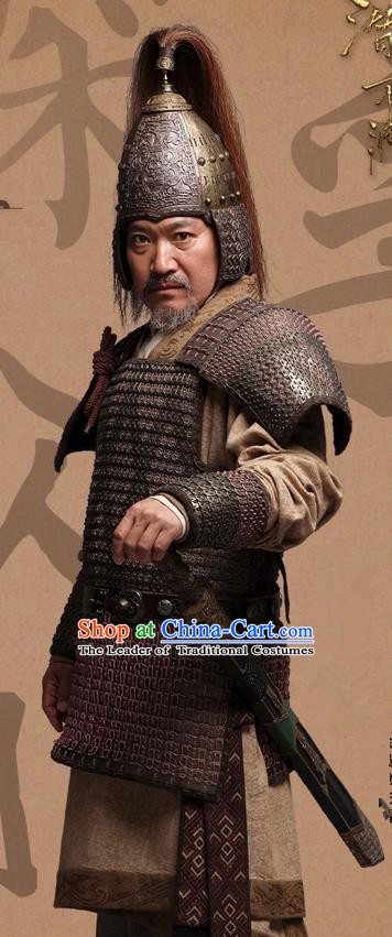 Chinese Ancient Eastern Han Dynasty Warlord Yuan Shao Historical Costume for Men