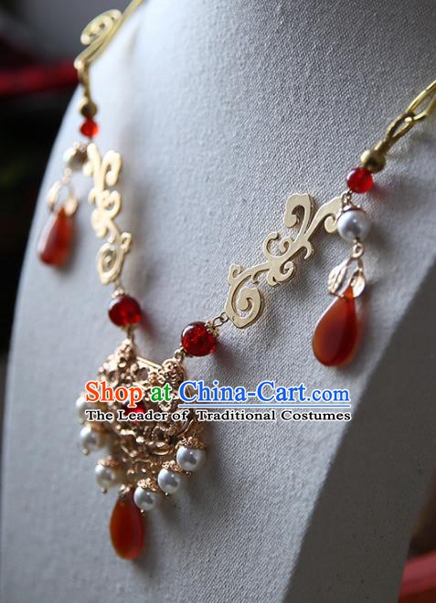 Chinese Handmade Ancient Jewelry Accessories Conophytum Pucillum Hanfu Necklace for Women