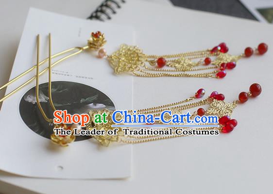 Chinese Ancient Hanfu Handmade Hairpins Tassel Step Shake Hair Accessories for Women