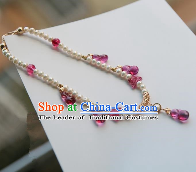 Ancient Chinese Handmade Hanfu Necklace Accessories Pearls Necklet for Women