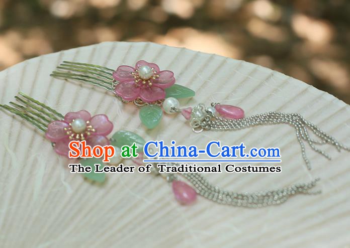 Chinese Ancient Hanfu Handmade Tassel Hairpins Hair Combs Step Shake Hair Accessories for Women