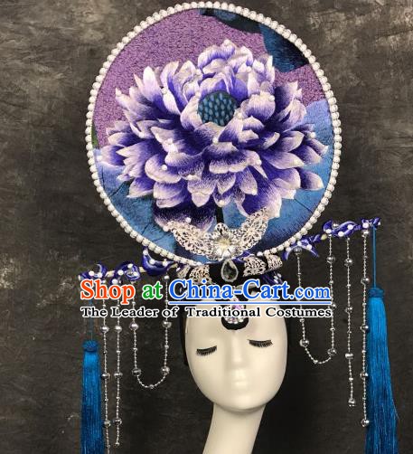 Top Grade China Style Deluxe Hair Accessories Embroidered Headdress Halloween Stage Performance Headwear for Women