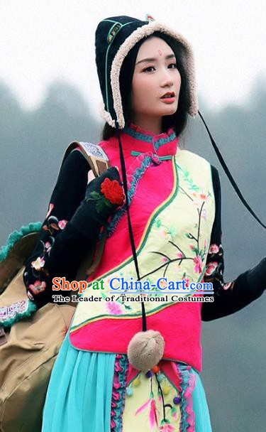 Traditional China National Costume Tang Suit Vests Chinese Embroidered Waistcoat for Women