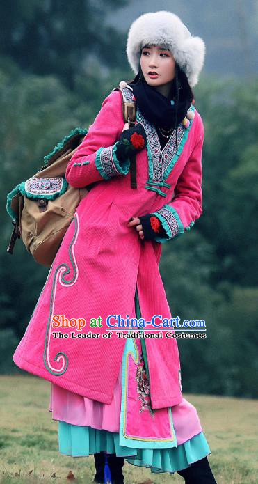 Traditional China National Costume Chinese Tang Suit Pink Dust Coats for Women