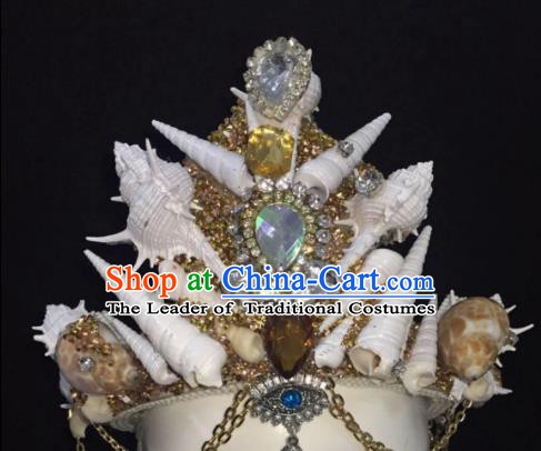 Top Grade Handmade Hair Accessories Shell Hair Crown Stage Performance Headdress for Women