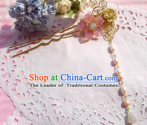 Traditional Chinese Ancient Hair Accessories Pearls Tassel Hairpins Hair Jewellery Headwear for Women