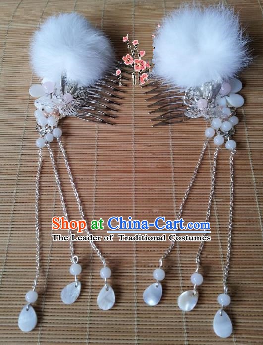 Traditional Chinese Ancient Hair Accessories Hairpins White Hair Combs for Women