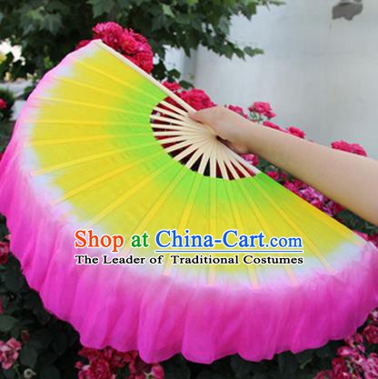 Chinese Handmade Folk Dance Silk Folding Fans Yangko Dance Classical Dance Fans for Women