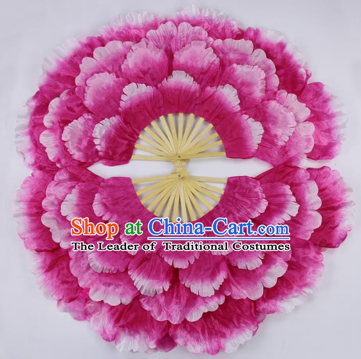 Chinese Handmade Folk Dance Folding Fans Yangko Dance Classical Dance Peony Fans for Women