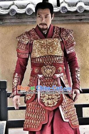 Ancient Chinese Han Dynasty General Hunye King Replica Costume Helmet and Armour for Men