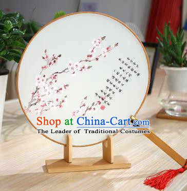 Chinese Traditional Round Fans Handmade Painting Plum Blossom Circular Fan China Ancient Palace Fans