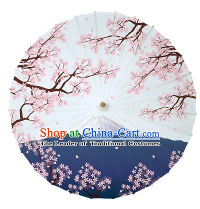 Chinese Traditional Paper Umbrella Folk Dance Handmade Painting Oriental Cherry Oil-paper Umbrella Yangko Umbrella