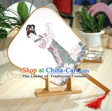 Chinese Traditional Printing Hanfu Fans Handmade Square Fan China Ancient Palace Dance Fans