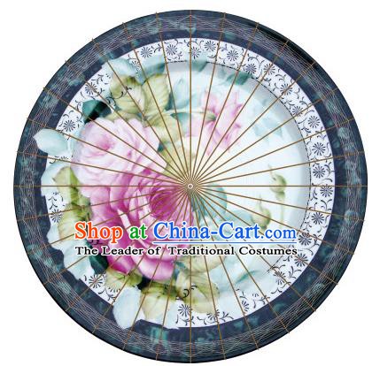 Chinese Traditional Artware Paper Umbrella Classical Dance Printing Pink Lotus Oil-paper Umbrella Handmade Umbrella