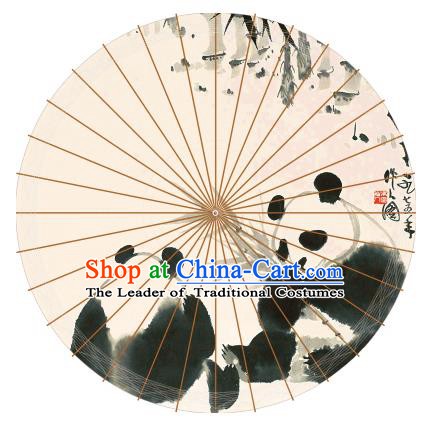 Chinese Traditional Artware Paper Umbrellas Chinese Ink Painting Double Pandas Oil-paper Umbrella Handmade Umbrella