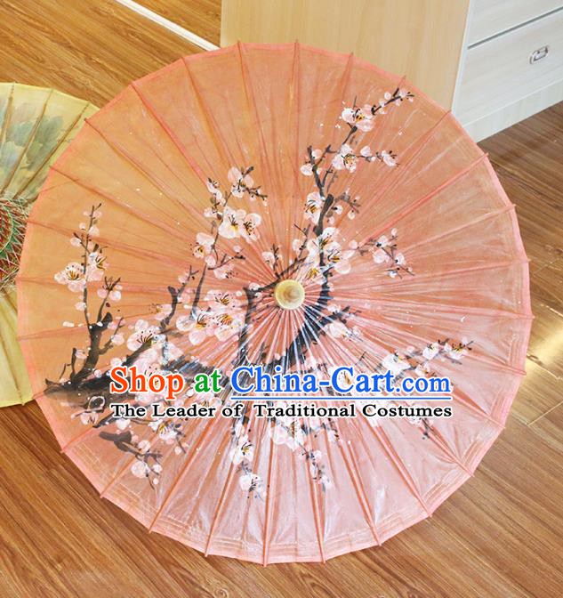 Chinese Traditional Artware Dance Umbrella Hand Painting Plum Blossom Paper Umbrellas Oil-paper Umbrella Handmade Umbrella