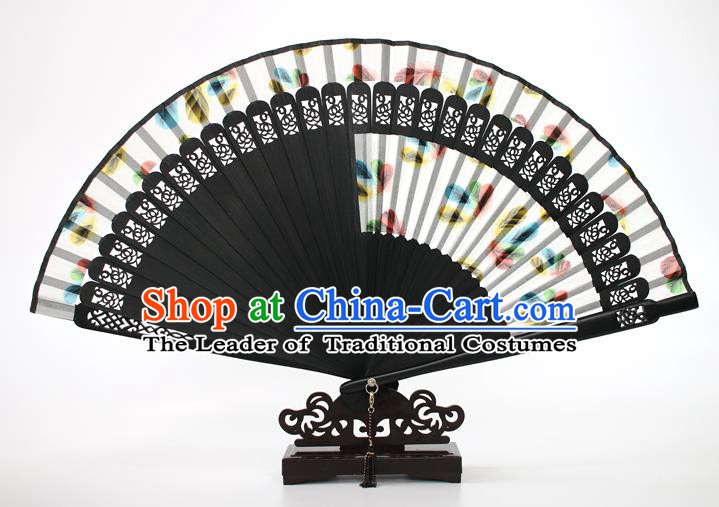 Chinese Traditional Artware Handmade Folding Fans White Silk Fans Accordion