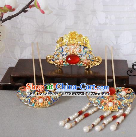 Chinese Handmade Classical Hair Accessories Wedding Hairpins Hanfu Tassel Step Shake for Women