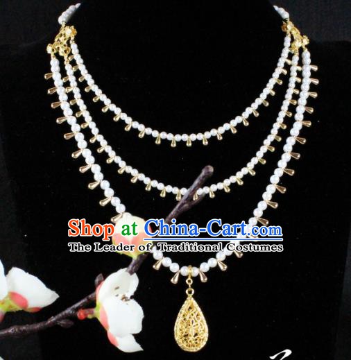 Chinese Handmade Classical Wedding Accessories Princess Beads Necklace Hanfu Necklet for Women