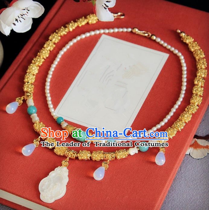 Chinese Handmade Classical Accessories Princess Shell Necklace Hanfu Necklet for Women