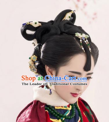 Traditional Chinese Ancient Princess Hair Accessories Blueing Hairpins Hair Stick Complete Set for Women